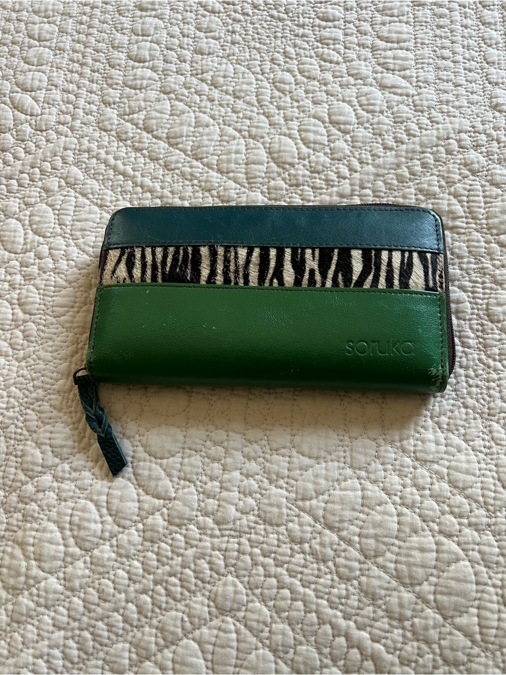 Soruka Green & Teal Zebra-Trim Zip Wallet
